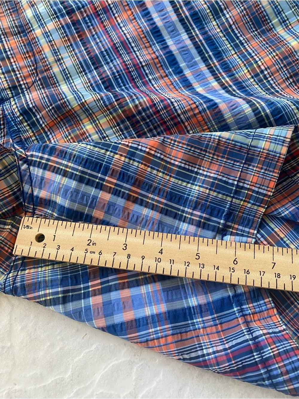 Tommy Bahama Mens XL Swim Trunks Plaid Blue Orange Mesh Lined Beach Shorts - Picture 13 of 16